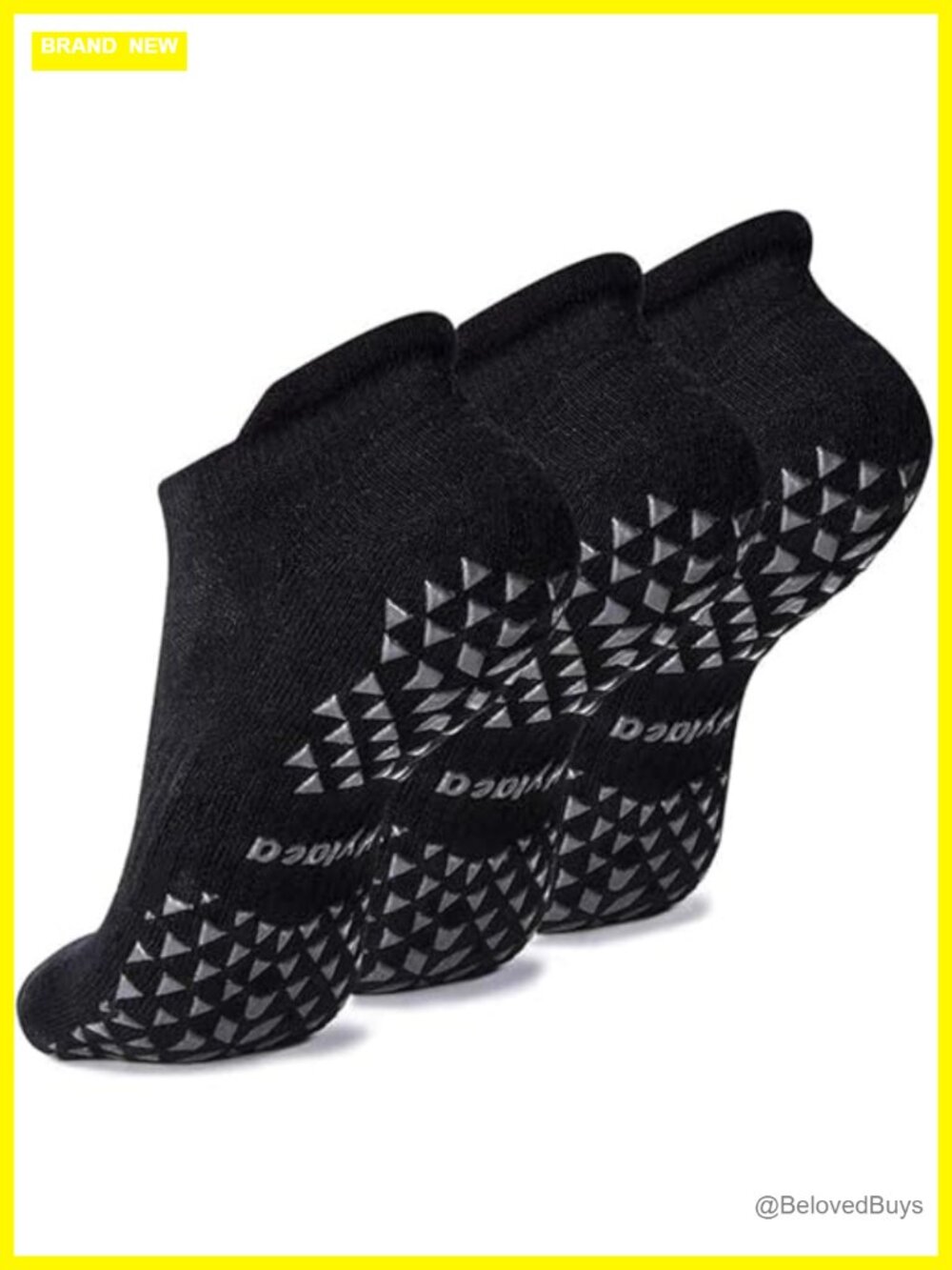 Non Slip Gripper Socks for Yoga Pilates Hospital Cushioned Ankle Cotton